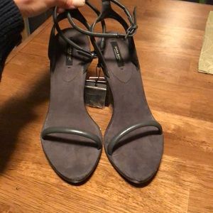 Grey strappy sandal heel